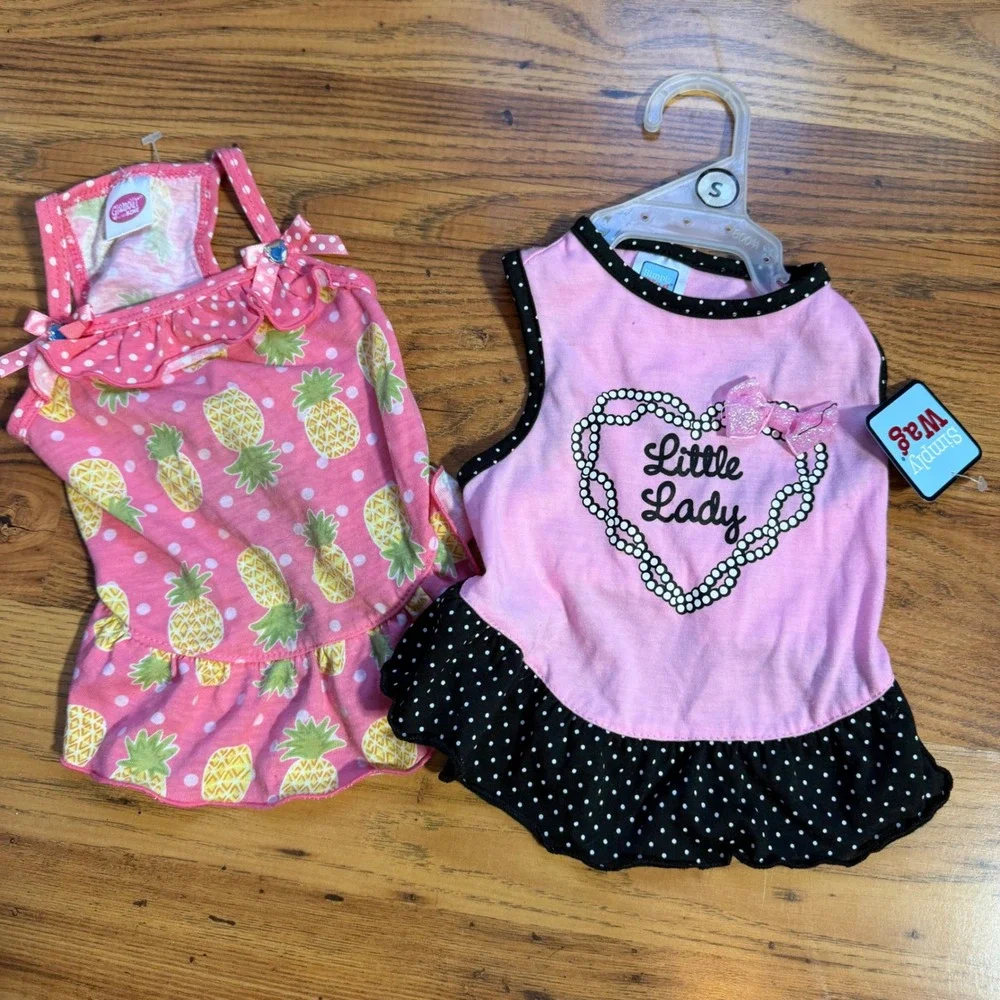 Small Dog Clothing Lot 7pc IZOD RBX Simply Wag Sweater Dresses Shirts Pink S